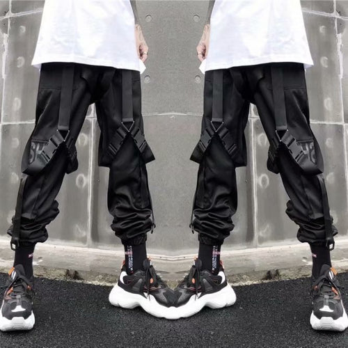 Men Black Loose Hip-Hop Crock Pants